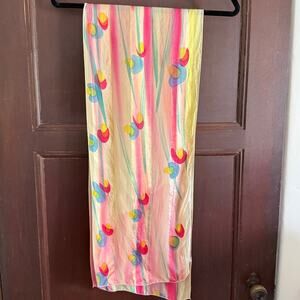 100% Silk Hand Painted Scarf Butter Yellow Sheer Stripe